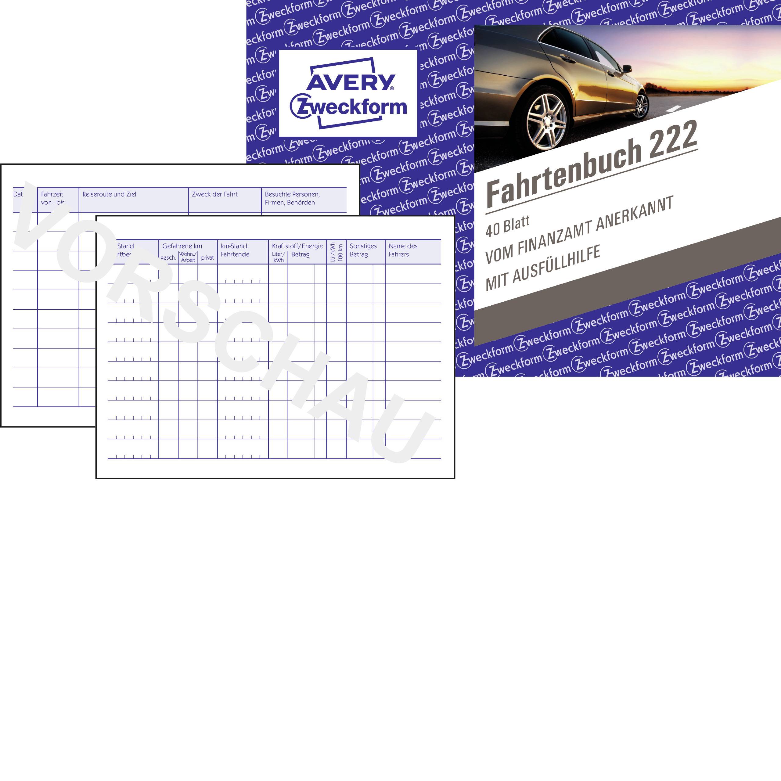 Avery-Zweckform 222 A6 landscape Log book No. of sheets: 40 White 40 sheet