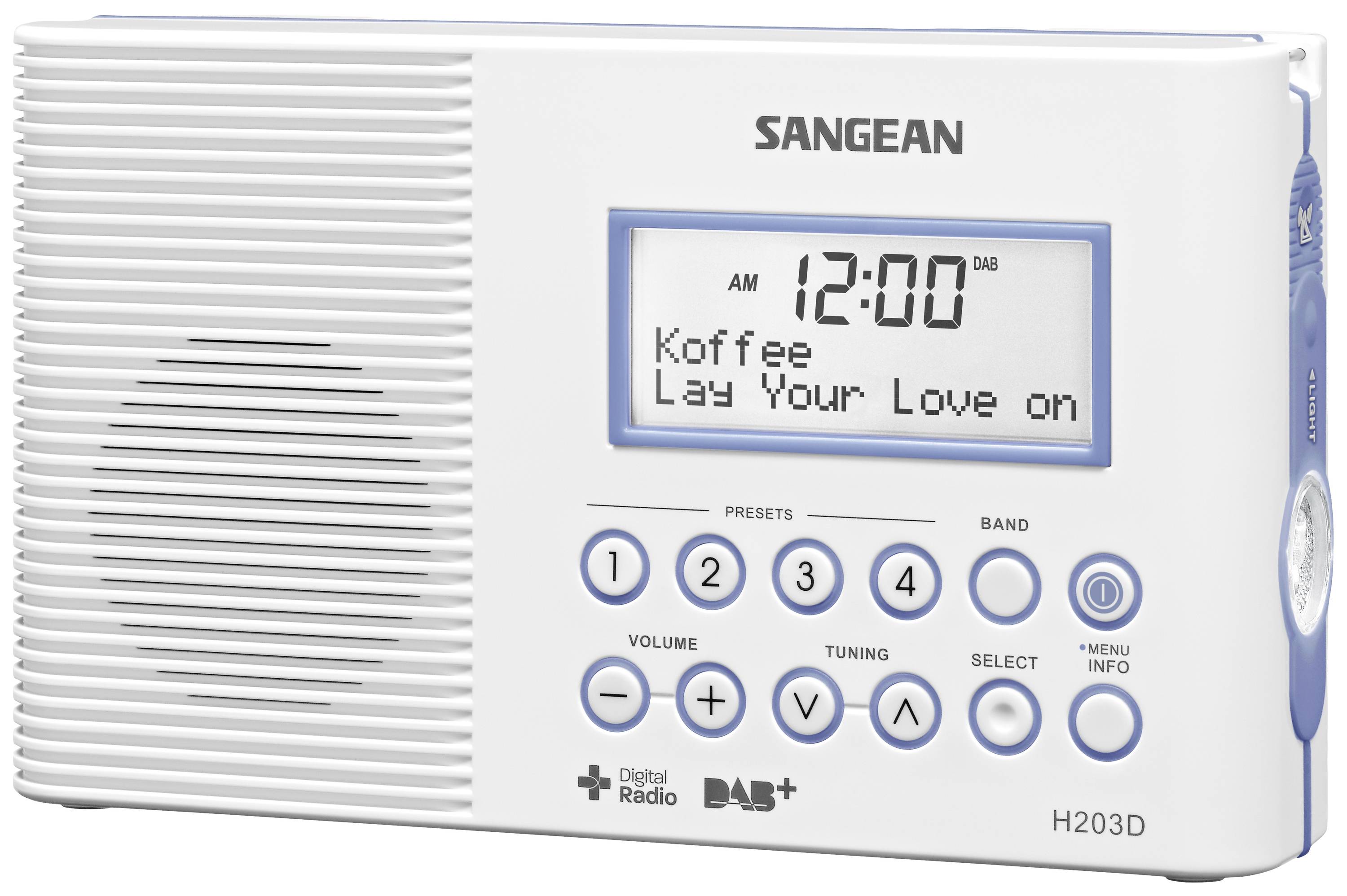 Sangean H203 Bathroom radio DAB+, FM Torch, waterproof White