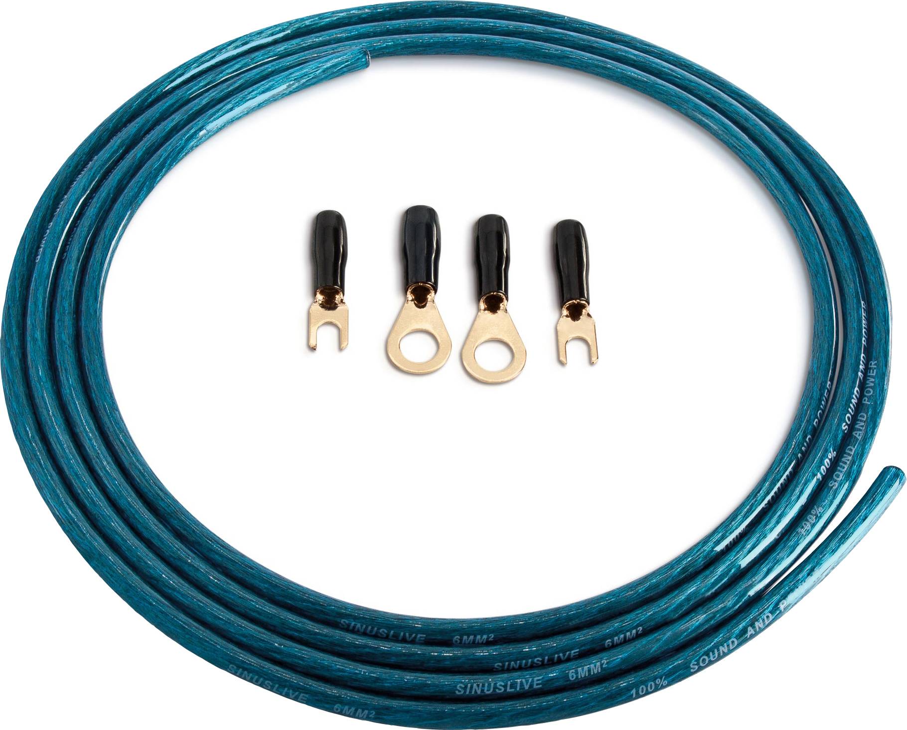 Sinuslive Car stereo power cable set 6 mm² gold-plated