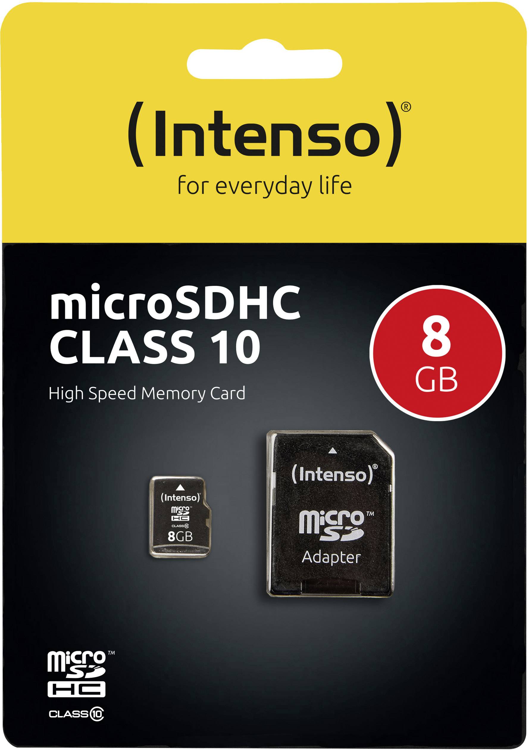 Intenso High Performance microSDHC card 8 GB Class 10 incl. SD adapter