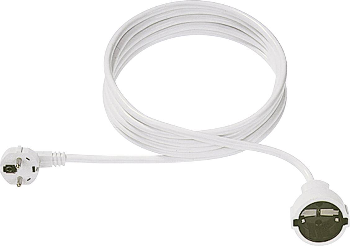 A white extension lead with a Schuko plug and socket outlet.