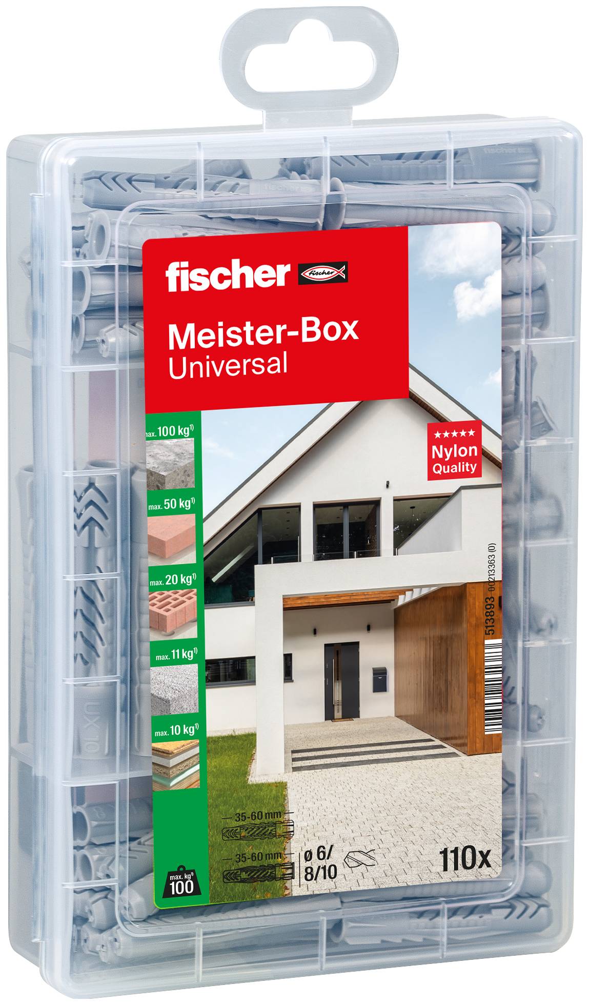 Fischer 513893 Meister-Box UX/UX R Dübel-Sortimentsbox 110 Parts