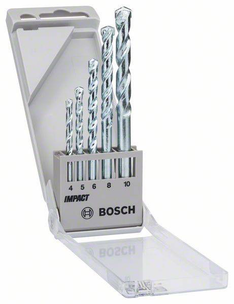 Bosch Accessories 1609200228 Carbide metal Masonry twist drill bit set 5-piece 4 mm, 5 mm, 6 mm, 8 mm, 10 mm Cylinder shank 1 Set