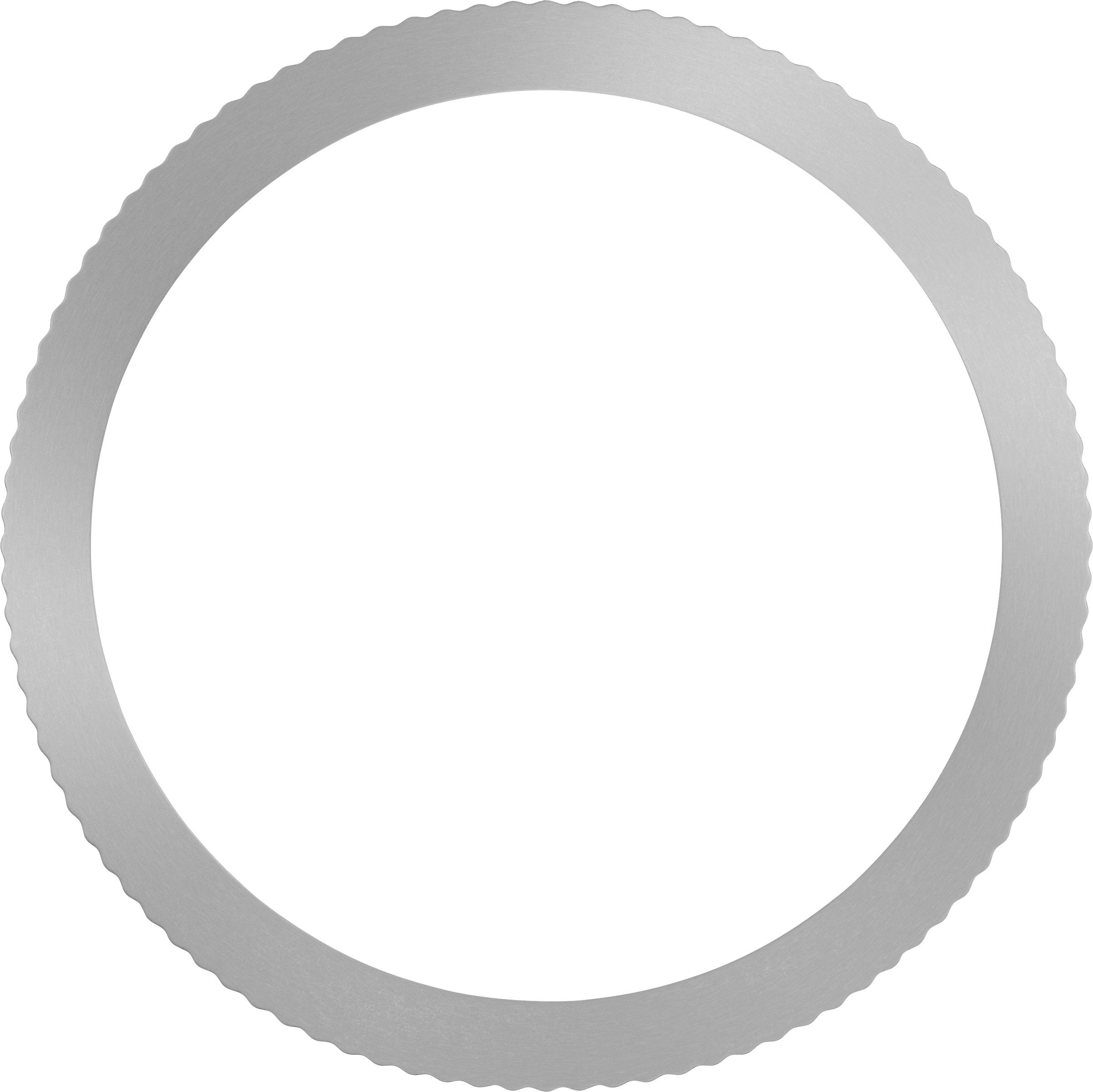 A silver, serrated metal ring with a smooth inner circle.