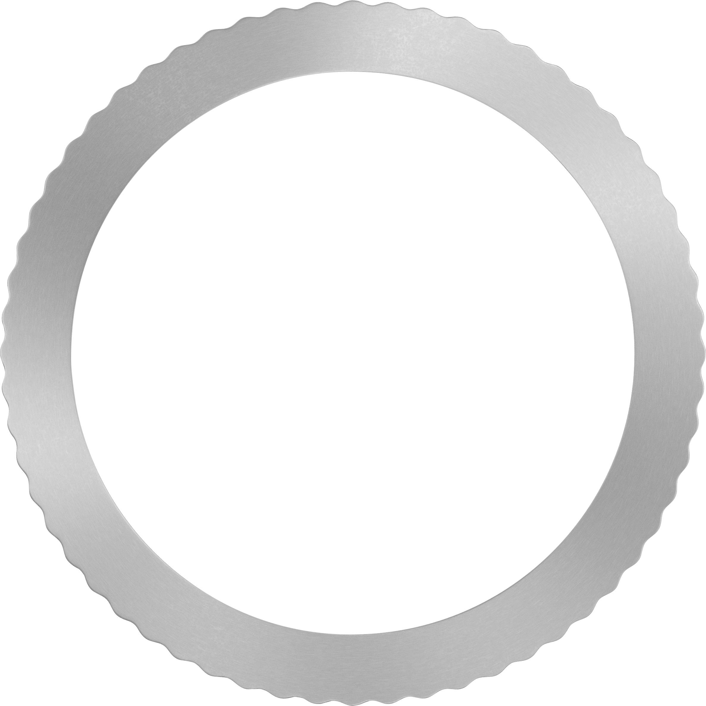 A grey, jagged circular frame on a white background.