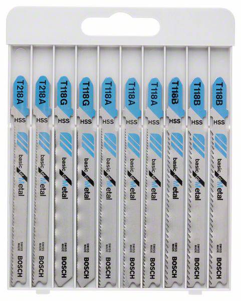 Bosch Accessories 2607010631 Stichsageblatt-Set, Basic for metal, 10-piece, T 218 A T 118 G T 118A T 118B 1 Set