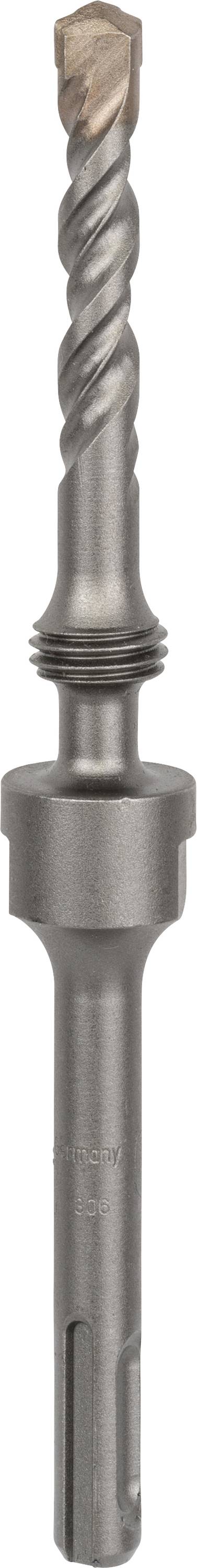 Metal drill bit with spiral design and SDS interface for hard materials.