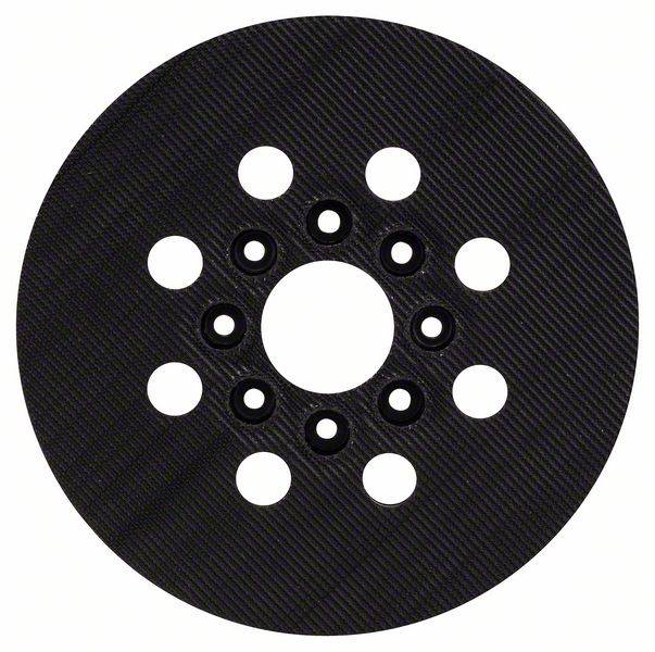 A black grinding wheel with ten outer and four inner holes, used for machining or surface treatment.