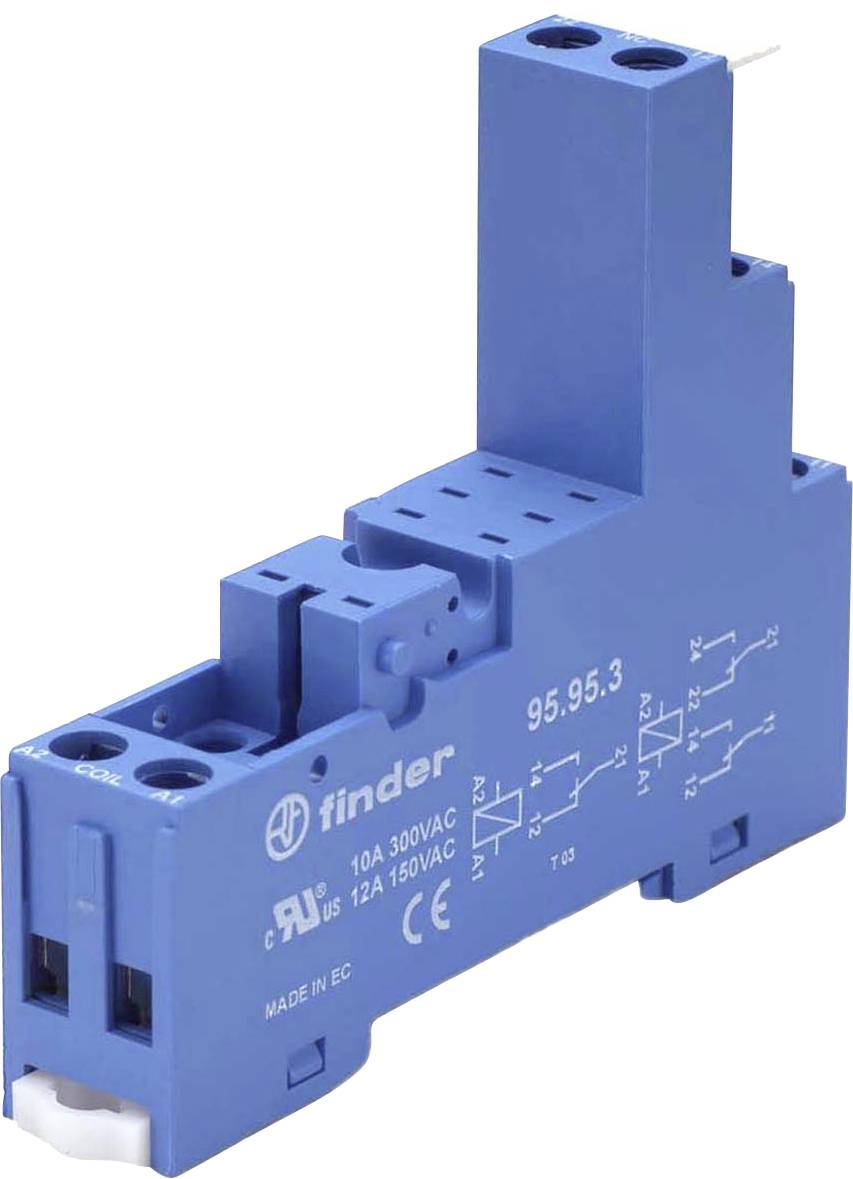 Finder 95.95.3 Relay socket Compatible with series: Finder 40 series, Finder 44 series Finder 40.52, Finder 40.61, Finder 44.62