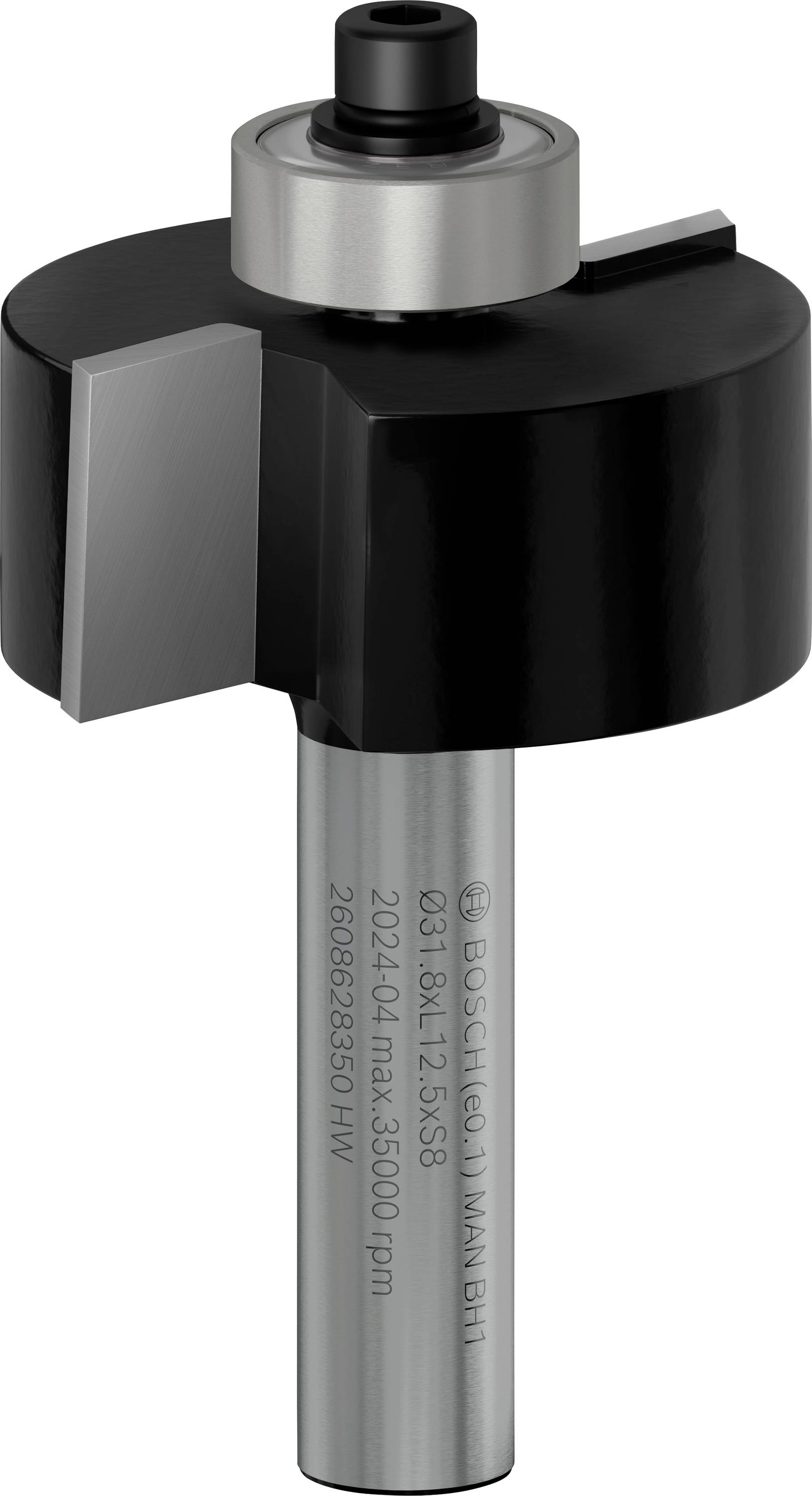 Router with a cutting head and shank, suitable for woodworking and precision cuts.