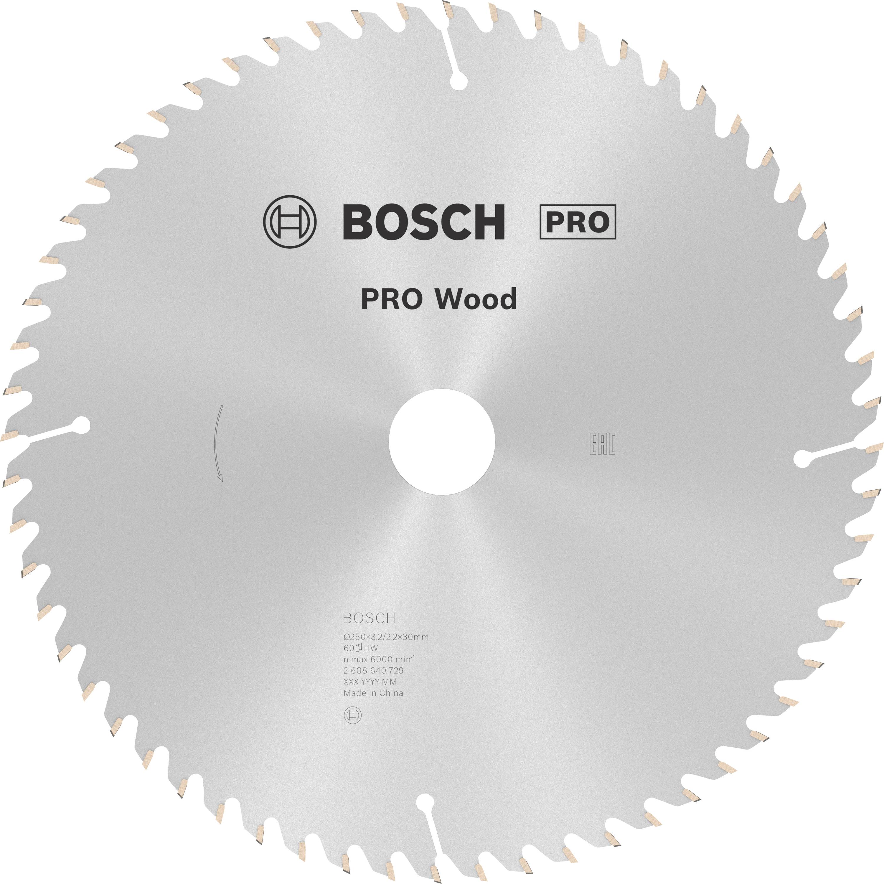Bosch circular saw blade, 'PRO Wood' model, suitable for woodworking.
