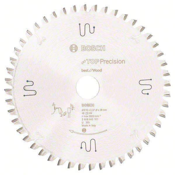 Bosch Accessories Top Precision 2608642101 Carbide metal circular saw blade 216 x 30 x 2.3 mm Number of cogs: 48 1 pc(s)
