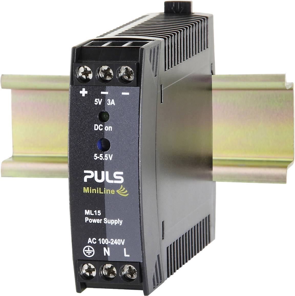 PULS ML15.051 Rail mounted PSU (DIN) 5 V DC 3 A 15 W No. of outputs:1 x Content 1 pc(s)