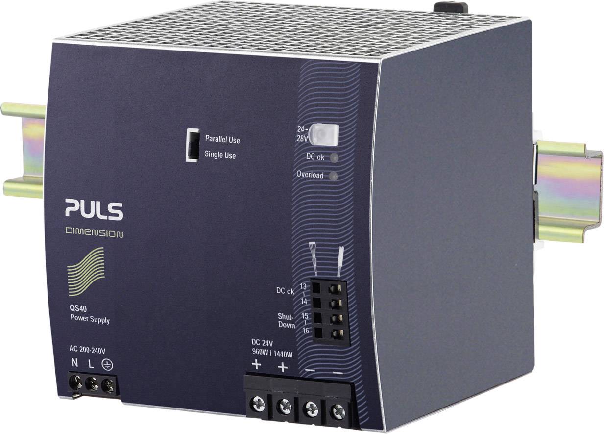 PULS QS40.244 Rail mounted PSU (DIN) 24 V DC 40 A 960 W No. of outputs:1 x Content 1 pc(s)