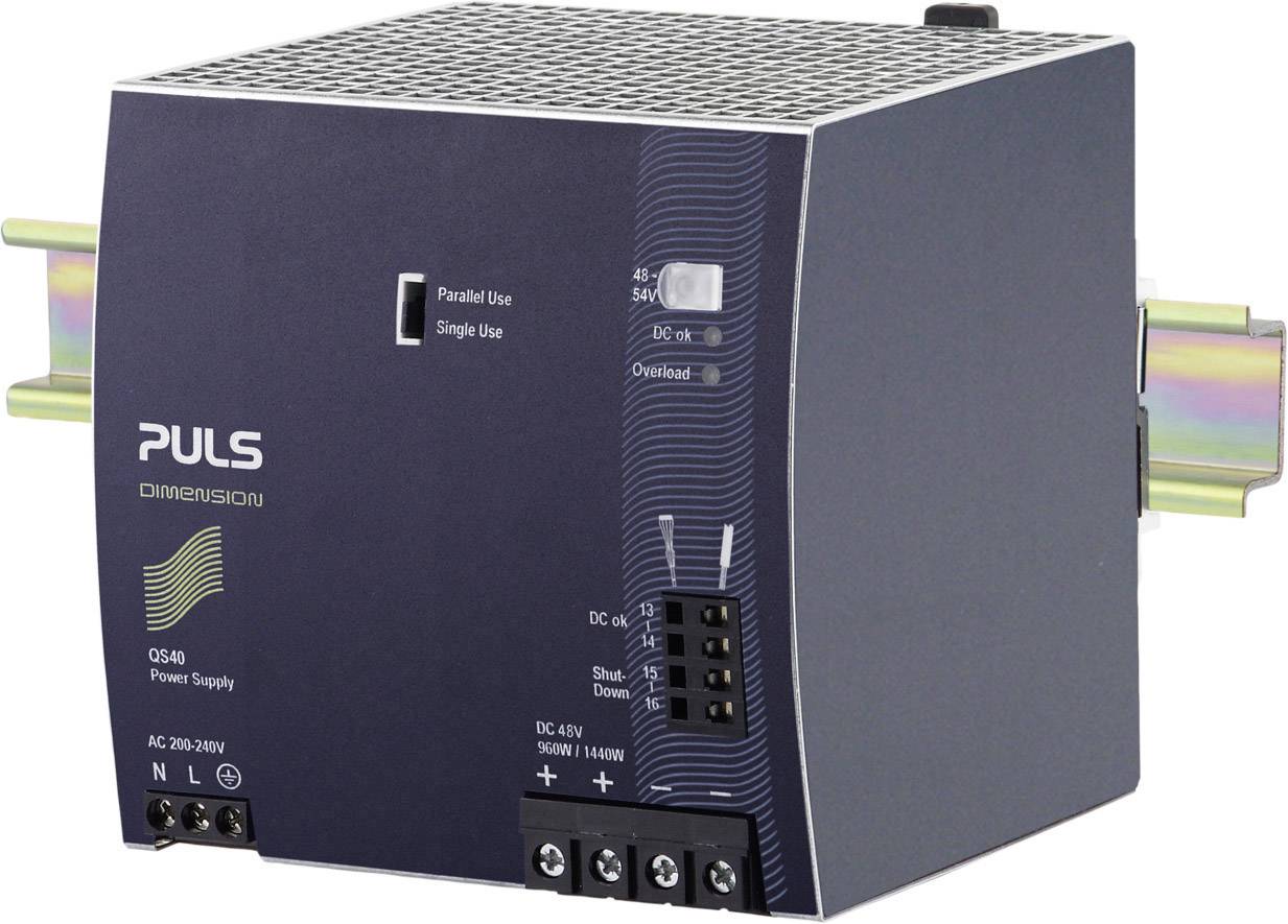 PULS QS40.484 Rail mounted PSU (DIN) 48 V DC 20 A 960 W No. of outputs:1 x Content 1 pc(s)