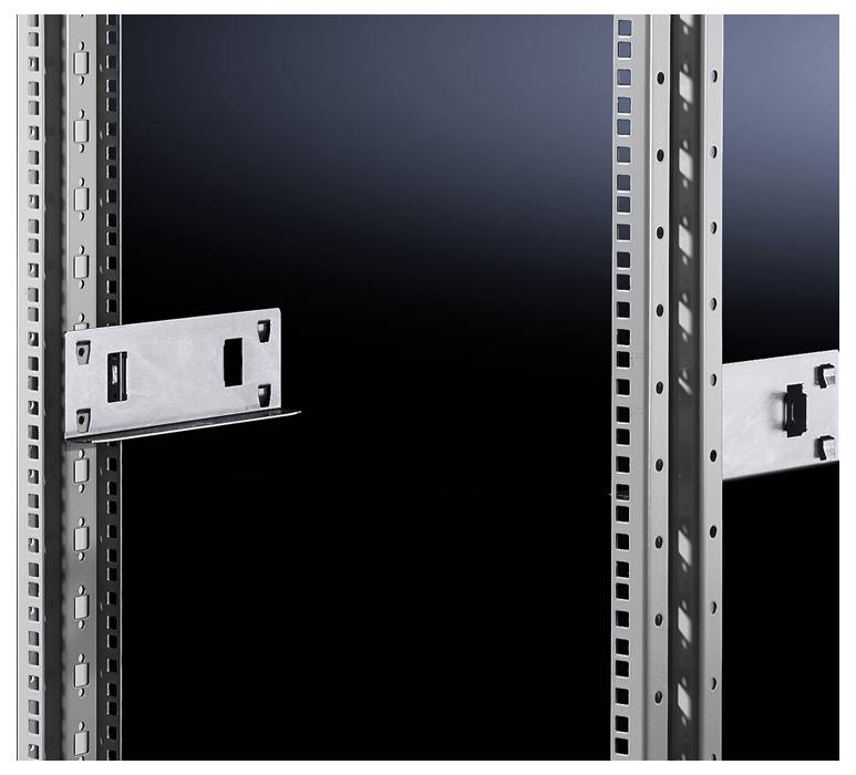 A cableable mounting system with multiple rails and brackets for securing components within an enclosure.