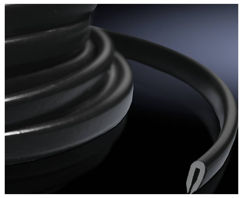 Black spiral-wound cable conduit against a dark background.