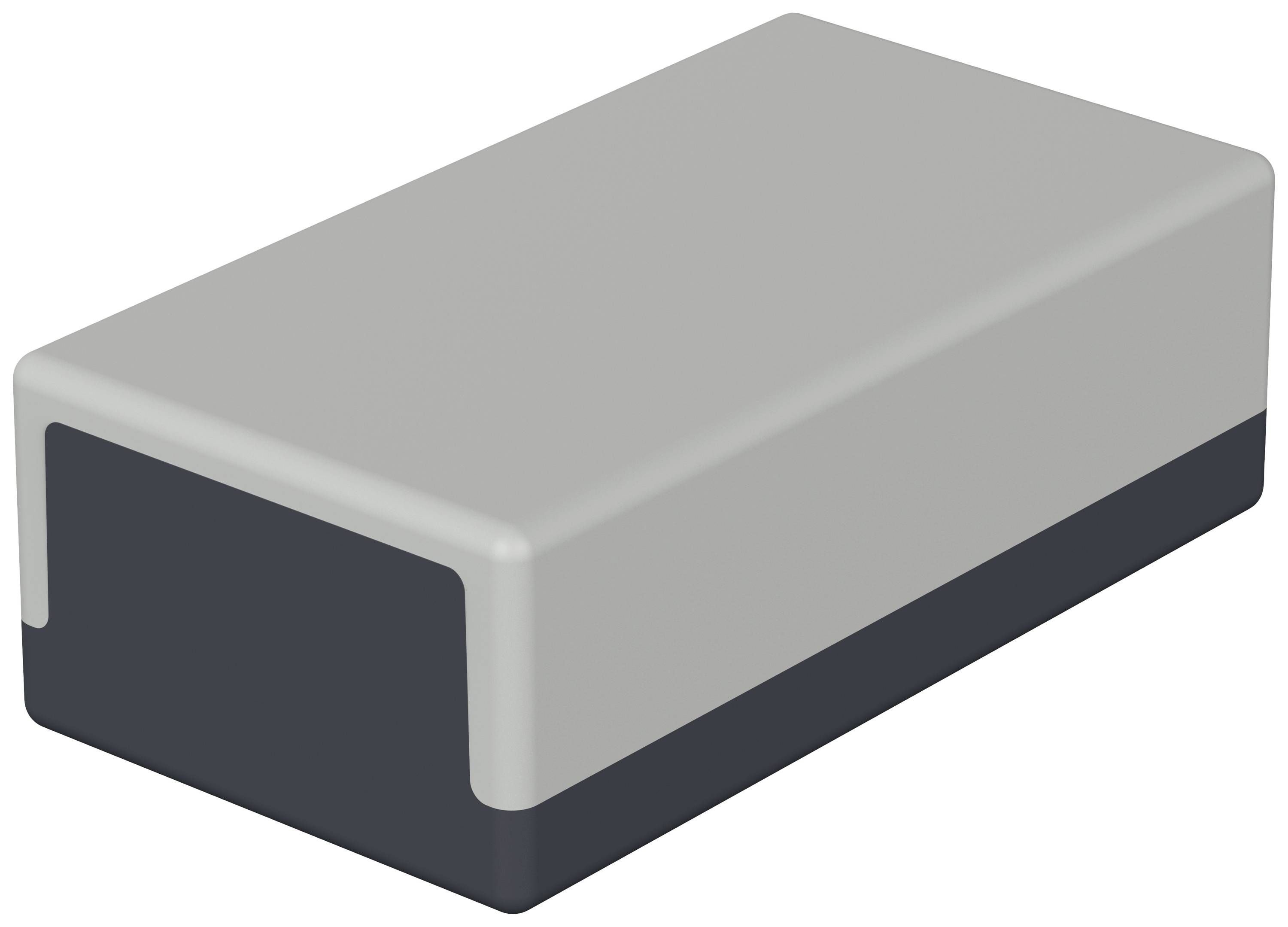 A rectangular, two-colour casing, typically in grey and black, potentially part of an electronic device or module.
