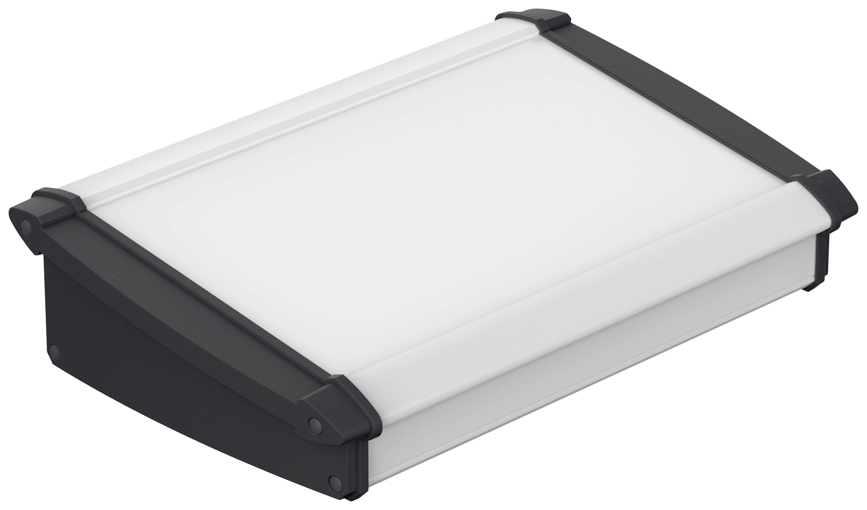 Rectangular LED light box with a white surface and black side covers.