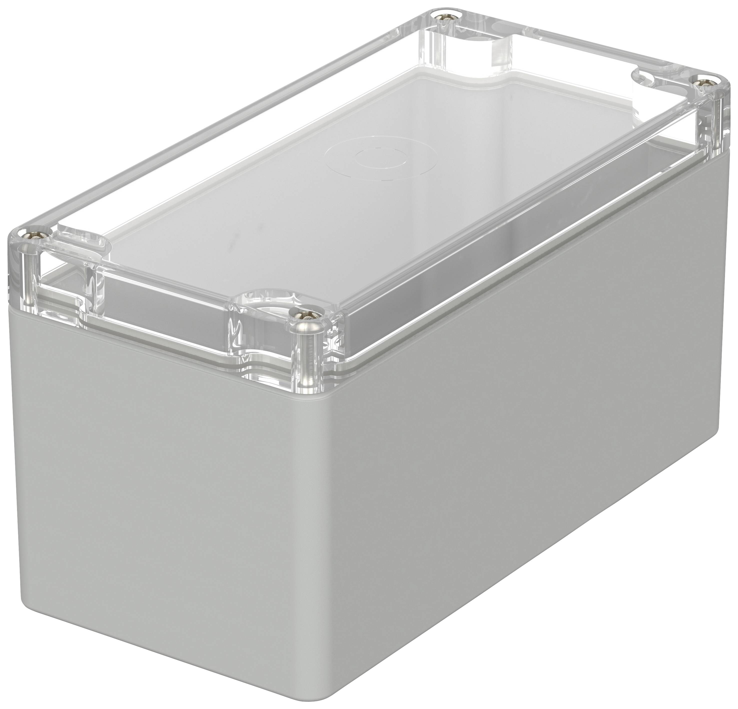 A rectangular, transparent plastic enclosure with a removable lid, ideal for protecting electronic components.