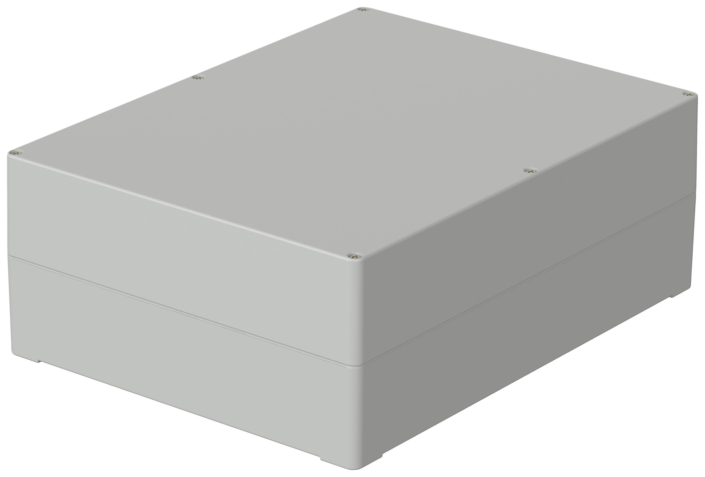 A rectangular, grey enclosure without visible markings or connections. It has rounded corners and is minimally designed.