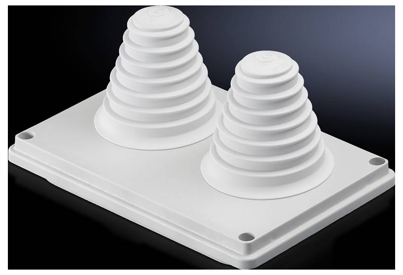 White plastic seal with two stepped protrusions on a black background. Suitable for cable gland applications.