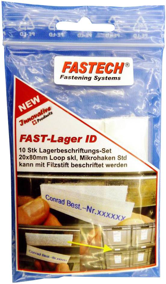 FASTECH® 610-010-Bag Hook-and-loop label patches stick-on White 10 pc(s)