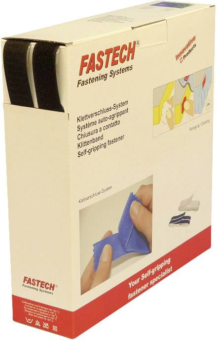 FASTECH® B25-SKL999925 Hook-and-loop tape stick-on (hot melt adhesive) Hook and loop pad (L x W) 25000 mm x 25 mm Black 25 m