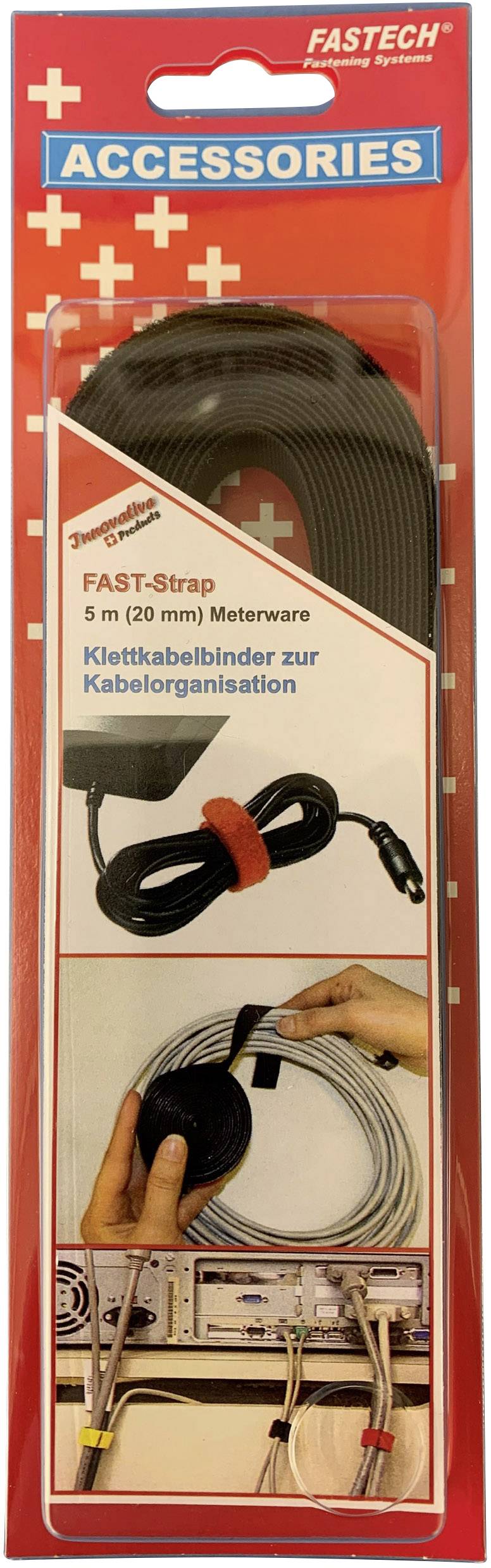 FASTECH® 697-330C Hook-and-loop tape for bundling Hook and loop pad (L x W) 5000 mm x 20 mm Black 5 m