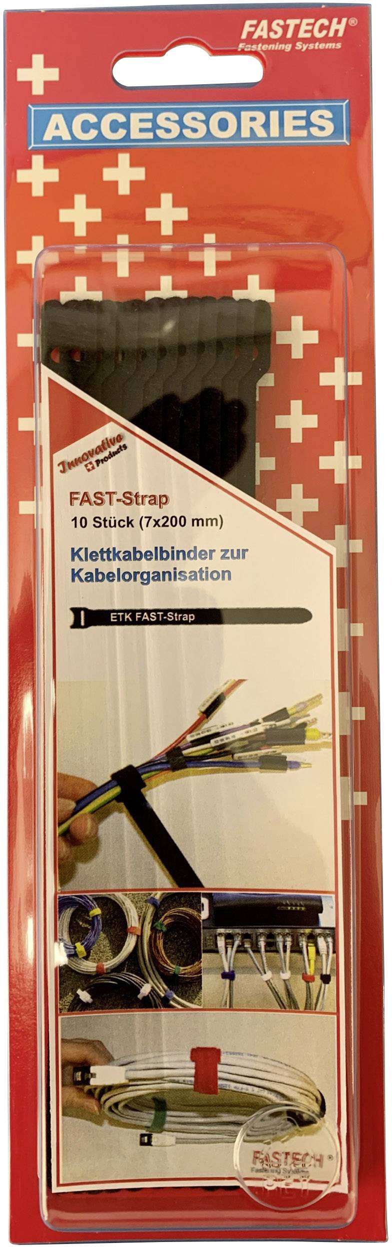 FASTECH® 801-330C Hook-and-loop cable tie for bundling Hook and loop pad (L x W) 200 mm x 7 mm Black 10 pc(s)