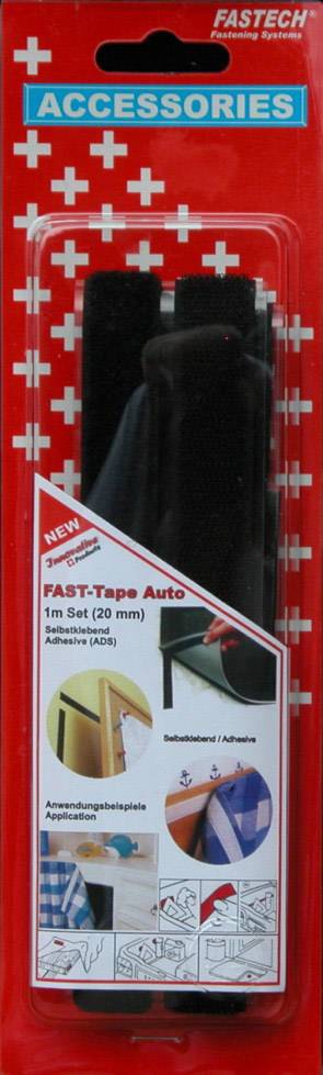 FASTECH® 909-330C Hook-and-loop tape stick-on (hot melt adhesive) Hook and loop pad (L x W) 1000 mm x 20 mm Black 1 Pair