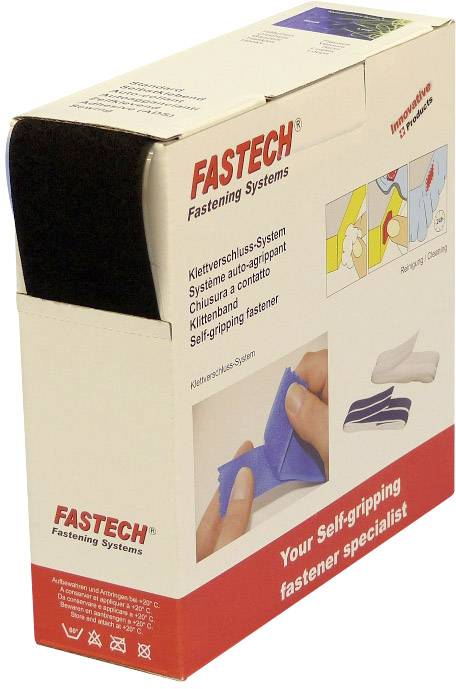 FASTECH® B50-SKL02999910 Hook-and-loop tape stick-on (hot melt adhesive) Hook pad (L x W) 10000 mm x 50 mm Black 10 m