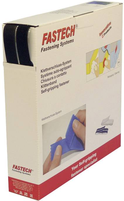 FASTECH® B20-SKL999925 Hook-and-loop tape stick-on (hot melt adhesive) Hook and loop pad (L x W) 25000 mm x 20 mm Black 25 m