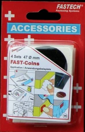 FASTECH® 684-330 Hook-and-loop stick-on dots stick-on (hot melt adhesive) Hook and loop pad (Ø) 47 mm Black 4 Pair