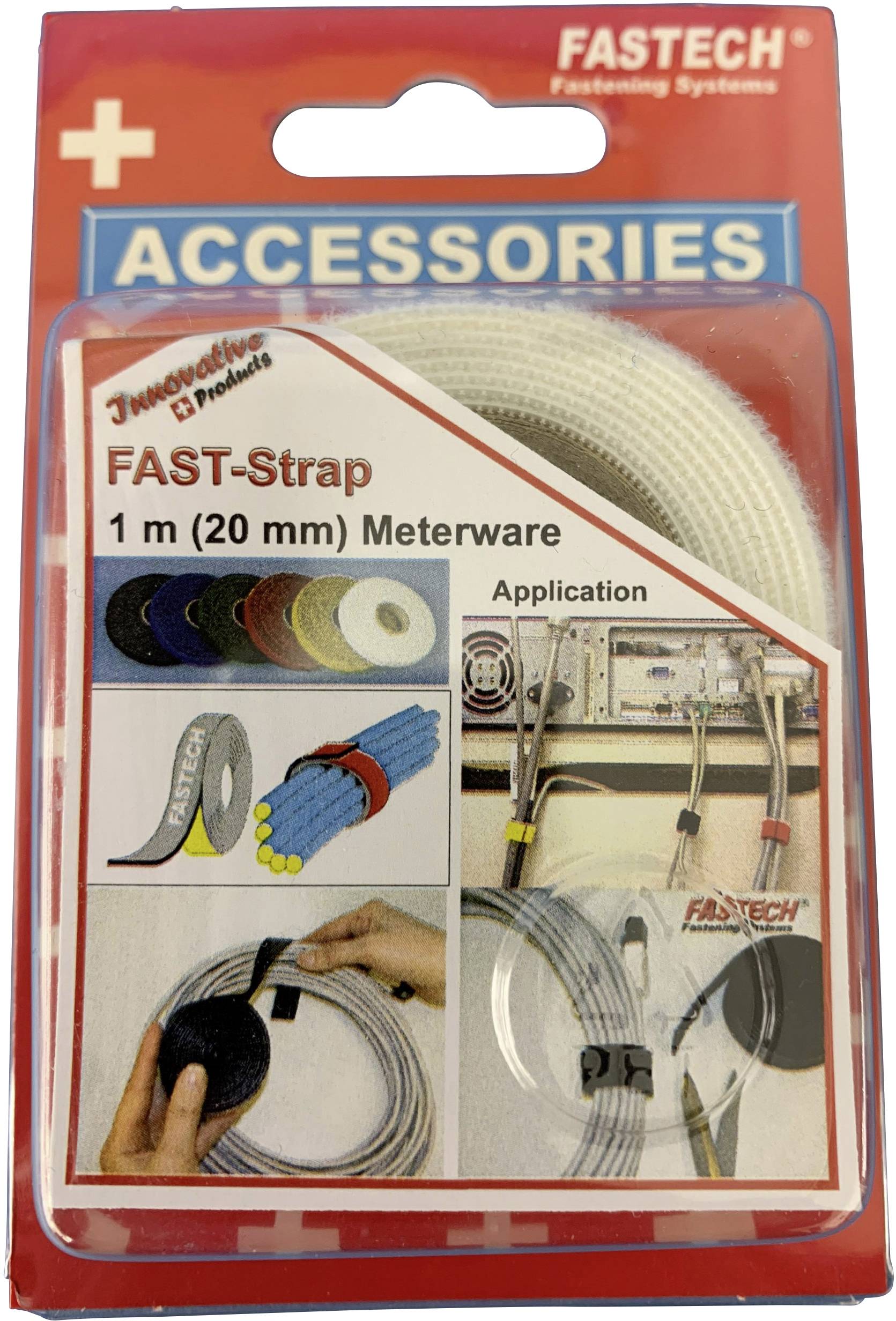 FASTECH® 910-010 Hook-and-loop tape for bundling Hook and loop pad (L x W) 1000 mm x 20 mm White 1 m