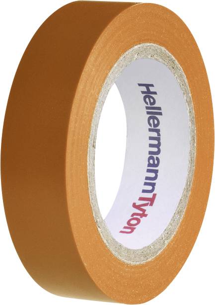 Orange HellermannTyton insulating tape, roll, packaging visible.