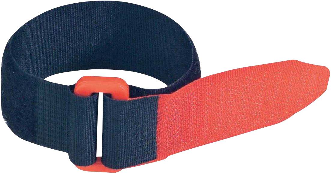 FASTECH® F101-25-480-5 Hook-and-loop tape with strap Hook and loop pad (L x W) 480 mm x 25 mm Black, Red 5 pc(s)