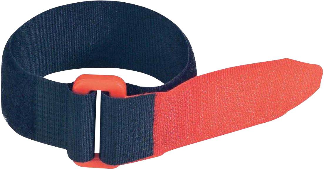 FASTECH® F101-25-300-5 Hook-and-loop tape with strap Hook and loop pad (L x W) 300 mm x 25 mm Black, Red 5 pc(s)