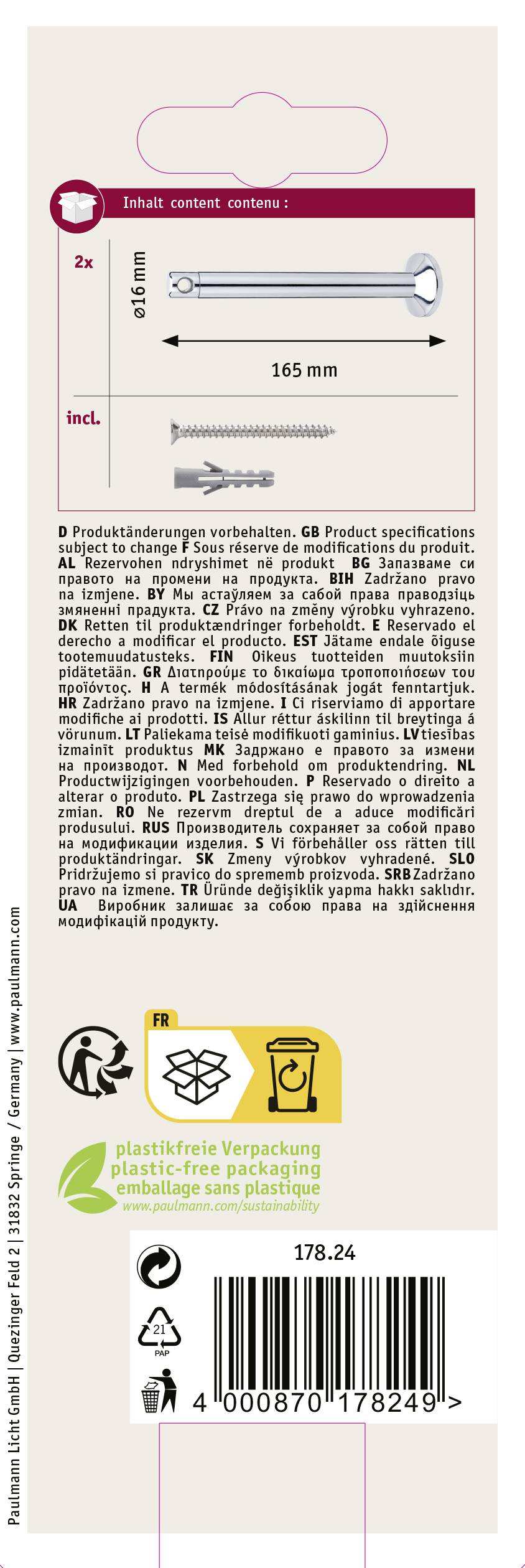 Paulmann 17824 Low voltage cable kit Deflector 2-piece set Chrome