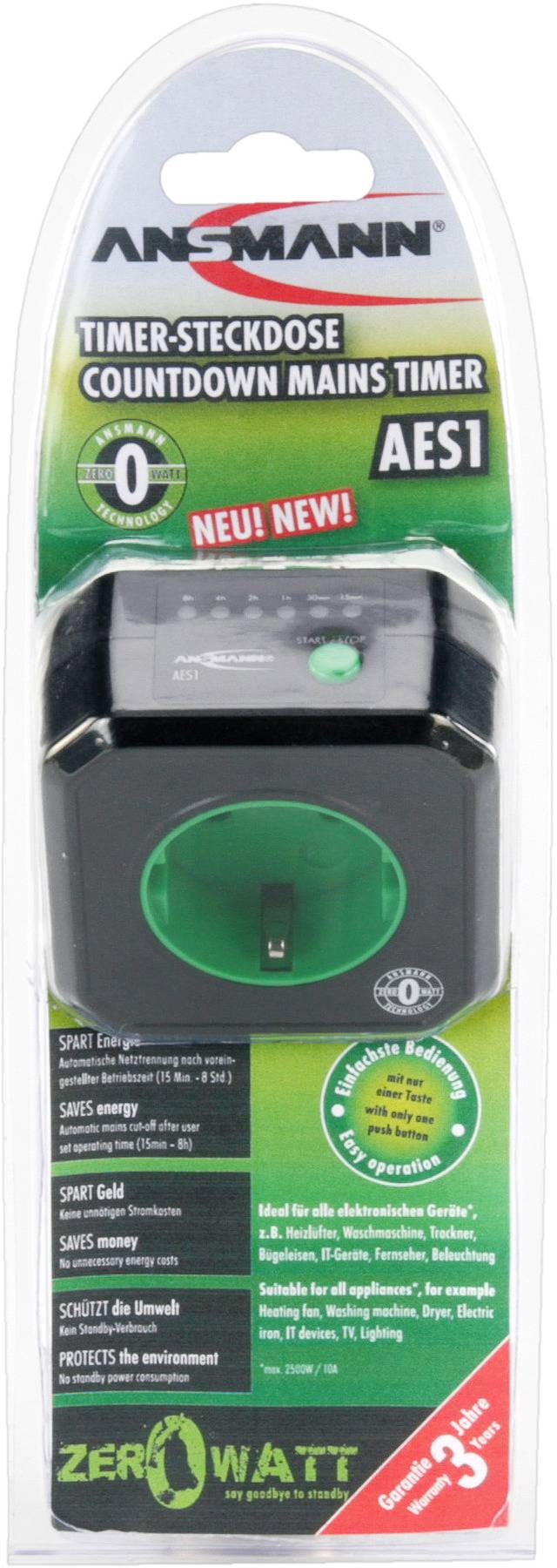 Ansmann 5024063 Timer/power strip digital 24h mode 2500 W IP20