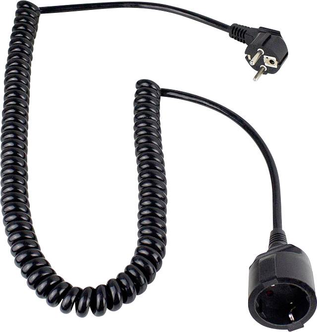 AS Schwabe 70410 Current Cable extension 16 A Black 2.50 m H05VV-F 3G 1,5 mm² Spiral cable