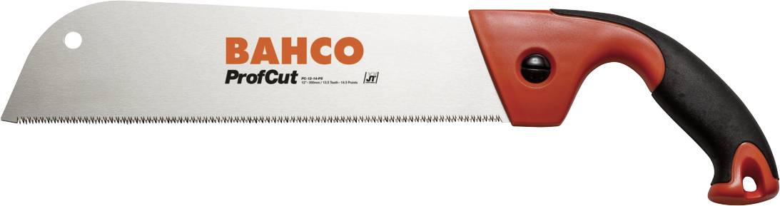 Handsäge mit ergonomischem, schwarz-rotem Griff und der Aufschrift 'BAHCO ProfCut' auf dem Metallblatt. Geeignet für Holz.