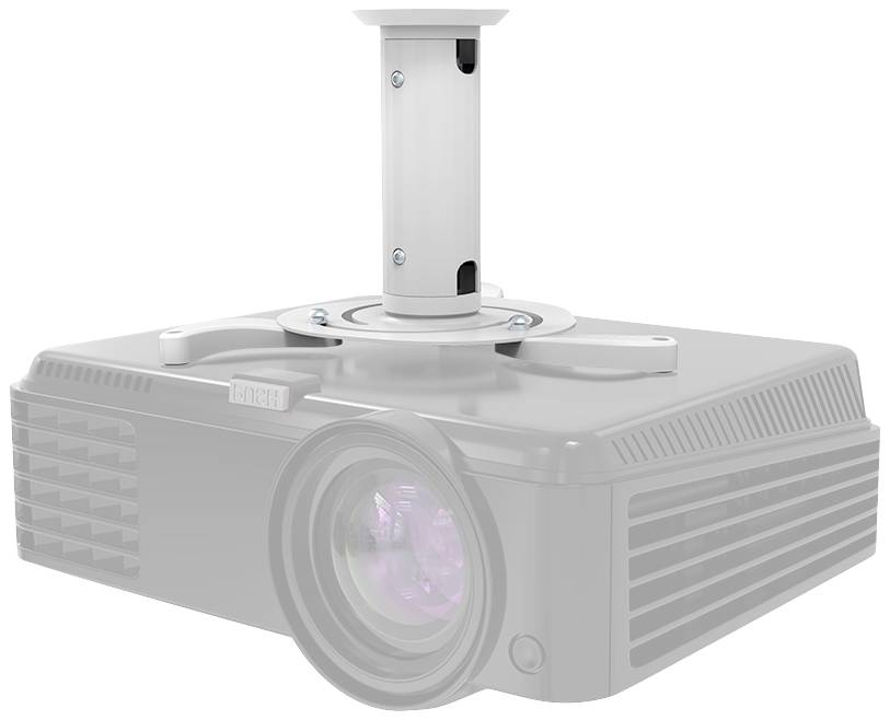 Projector with ceiling mount, centrally installed, with visible lens at the front.