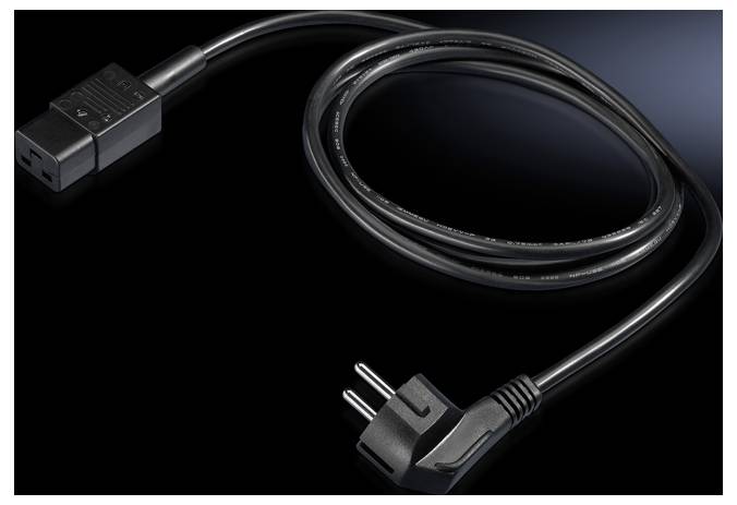 A black network cable with a plug on one side and a socket on the other, against a dark background.