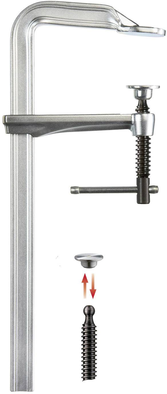 All steel screw clamp GZ-K 200/100 Bessey GZ20K Span width (max.):200 mm Nosing length:100 mm