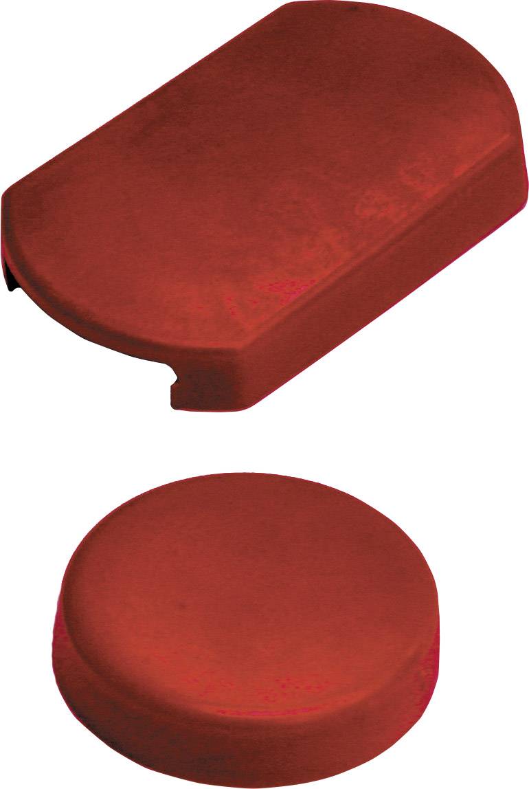 Two red LED covers of different shapes; rectangular at the top, round at the bottom.