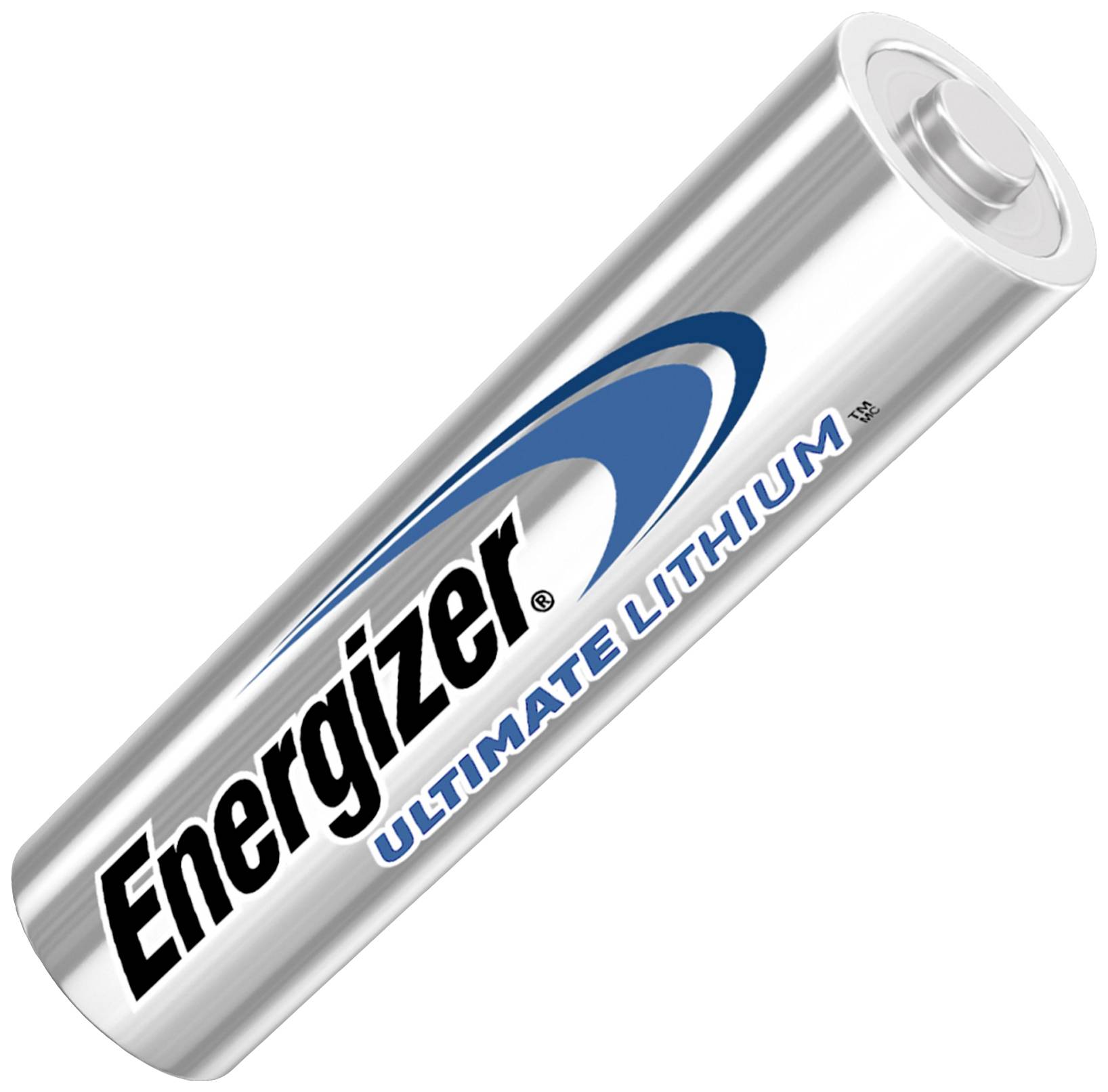 Silver Energizer lithium battery with blue logo and 'ULTIMATE LITHIUM' text.