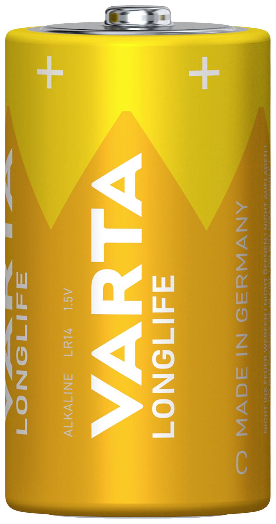 VARTA LONGLIFE Alkaline Battery C, 1.5V, manufactured in Germany.