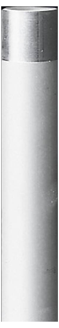 A silver metal tube that has a smooth, shiny edge and is vertically positioned.
