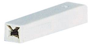 White plastic block with an X-shaped cutout on one side.